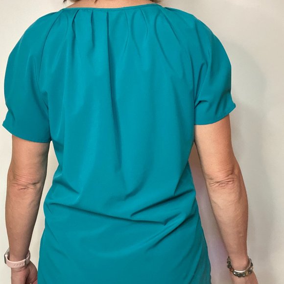 Blouse, Turquoise, short sleeve - Picture 3 of 5